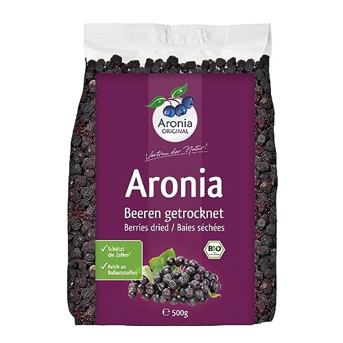 Aronia ORIGINAL Bio Aroniabeeren getrocknet 500 g | Schonend getrocknete Beeren | Vegan, ohne Konservierungsstoffe, ohne Zuckerzusatz (lt. Gesetz)