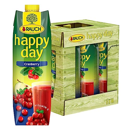 Rauch Happy Day Cranberry | herb-trockener Geschmack |mit fruchtigem Apfel verfeinert | einzigartiges Aroma | 6x 1l Tetra Prisma
