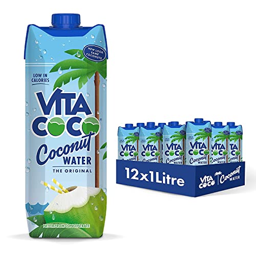 Vita Coco Pures Kokoswasser 12x1L, natürlich hydrierend mit Elektrolyten, glutenfrei, voll mit Vitamin C & Potassium 12x1000ml