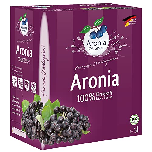Aronia ORIGINAL 100% Bio Aronia Muttersaft im Monatspack | 3 Liter Direktsaft (30 Tage Saftkur) | Vegan, ohne Konservierungsstoffe, ohne Zuckerzusatz (lt. Gesetz)