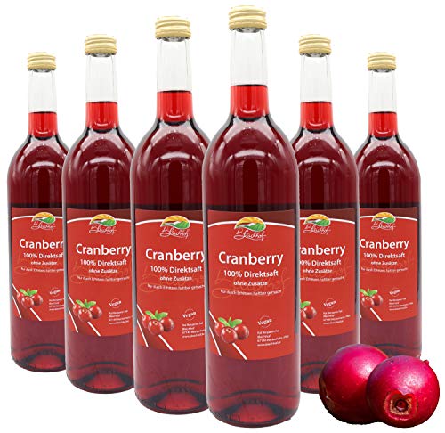 Bleichhof Cranberry-Saft (100% vegan) - frei von Zusätzen« Cranberry-Direktsaft ohne Zuckerzusatz- Qualität vom Familienbetrieb (6x0,72L)