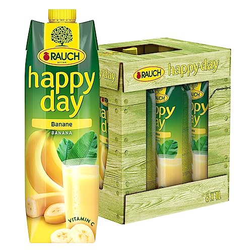 Rauch Happy Day Banane |aus 5 sonnengereiften Bananen |fein püriert und angereichert | für den perfekten Start in den Tag| 6x 1l Tetra Prisma