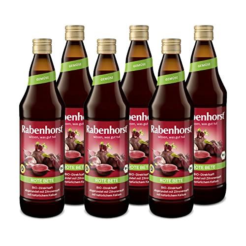 RABENHORST Rote Bete BIO 6er Pack (6 x 700 ml). Hochwertiger Rote-Bete-Saft aus 100 % Direktsaft mit Zitronensaft abgerundet